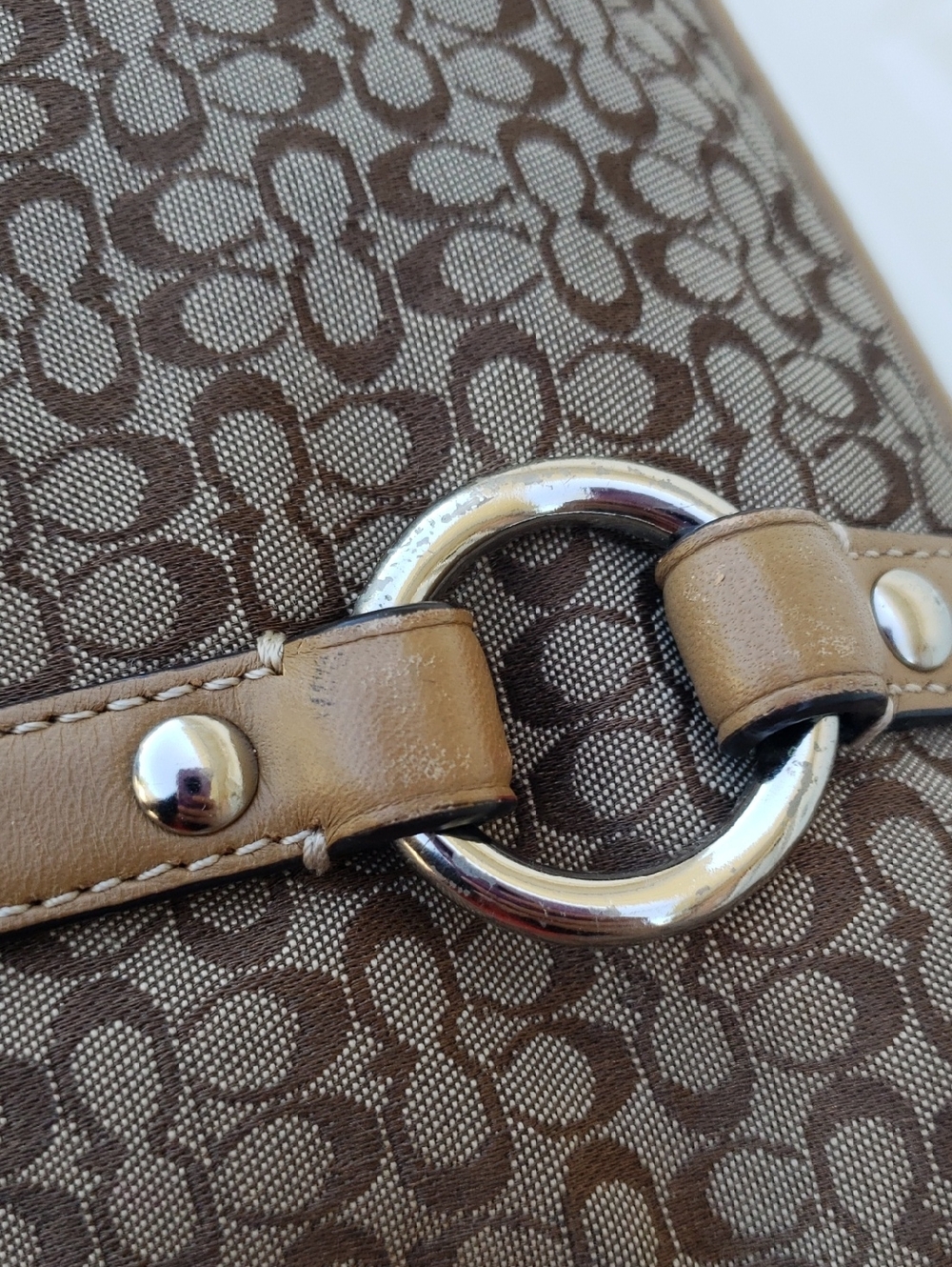 Coach Micro CC Jacquard Canvas Leather Gallery Tote Bag Monogram Y2K Classic - Picture 16 of 17